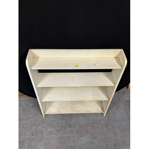 497 - TWO PAINTED OPEN BOOK SHELVES