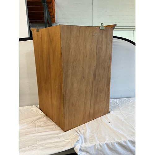 500 - REPRODUCTION PINE TWO DOOR CORNER CUPBOARD WITH SHAPED SHELF INTERIOR
