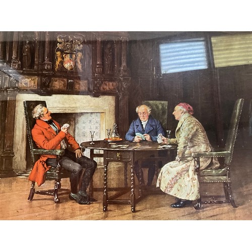 502 - OAK FRAMED VICTORIAN STYLE PRINTS SIGNED M DOVASTON AND A WOOD ANIMAL CARVING