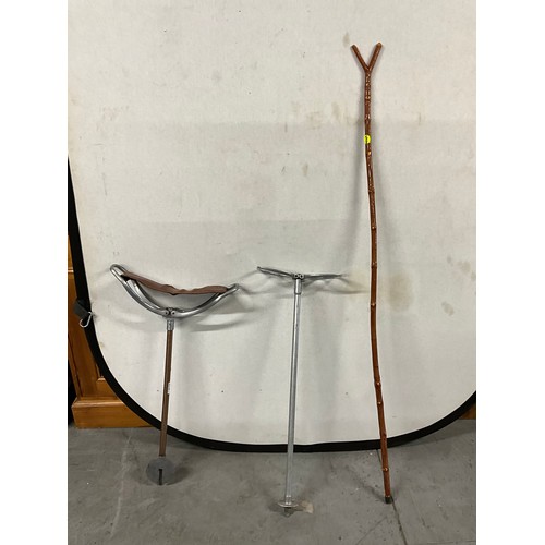 507 - TWO SHOOTING STICKS AND A THUMB STICK