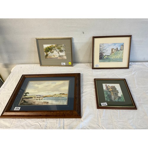 506 - FOUR FRAMED WATERCOLORS ONE SIGNED