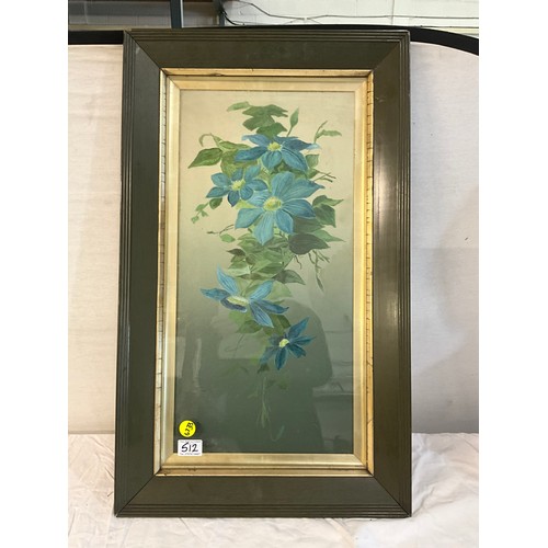 512 - VINTAGE FLORAL OILS ON CANVAS UNDER GLASS