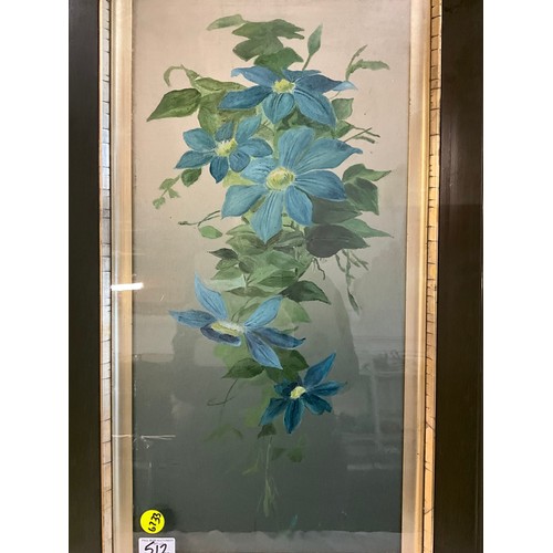 512 - VINTAGE FLORAL OILS ON CANVAS UNDER GLASS