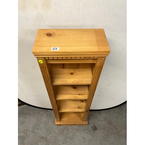 513 - FOUR TIER PINE SLIM BOOK CASE H50