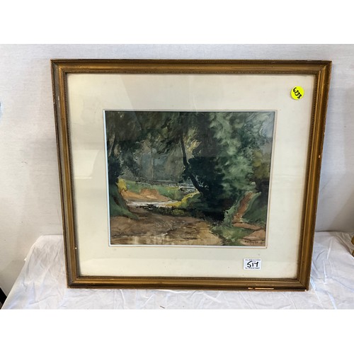 517 - GILT FRAMED WATERCOLOR SIGNED JW CLARKE