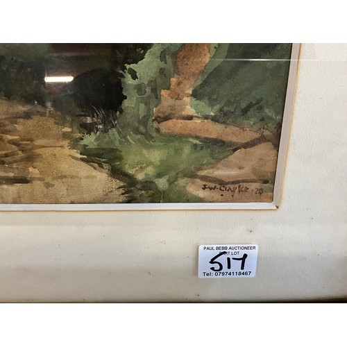517 - GILT FRAMED WATERCOLOR SIGNED JW CLARKE