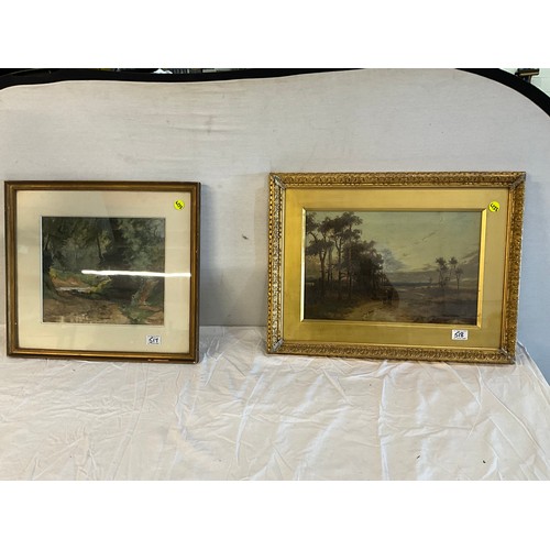 518 - ORNATE GILT FRAMED OILS ON CANVAS UNDER GLASS SIGNED W MANNERS 1927 26 