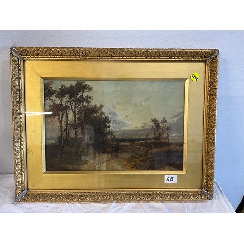 518 - ORNATE GILT FRAMED OILS ON CANVAS UNDER GLASS SIGNED W MANNERS 1927 26 