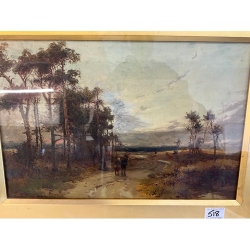 518 - ORNATE GILT FRAMED OILS ON CANVAS UNDER GLASS SIGNED W MANNERS 1927 26 