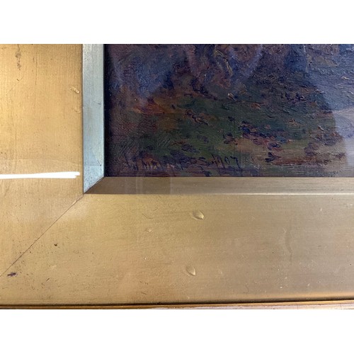 518 - ORNATE GILT FRAMED OILS ON CANVAS UNDER GLASS SIGNED W MANNERS 1927 26 