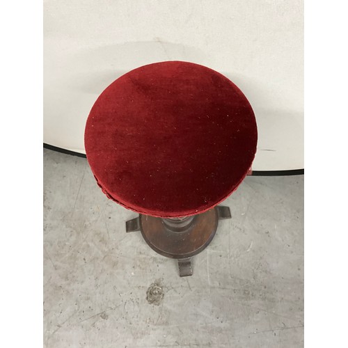 531 - MAHOGANY BASED SWIVEL BAR STOOL WITH UPHOLSTERED TOP