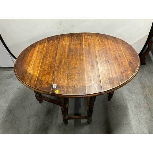 528 - VINTAGE OAK BARLEY TWIST DROP LEAF GATELEG TABLE A/F H30