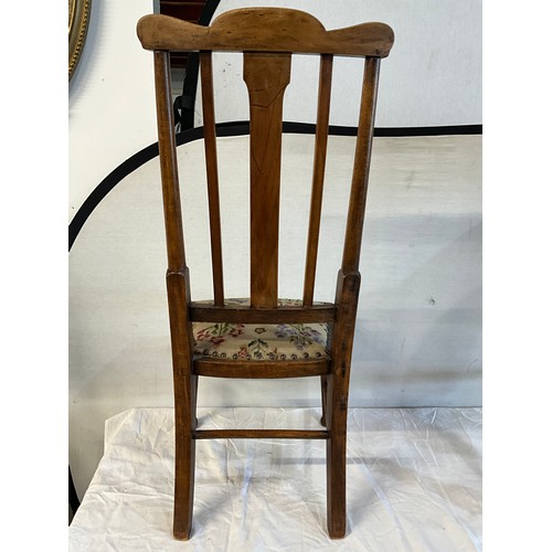 538 - MAHOGANY STRETCHERED UPHOLSTERED CHILDS CHAIR