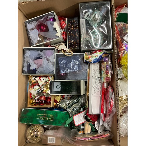 54 - THREE BOXES OF CHRISTMAS DECORATONS TO INCLUDE NATIVITY CANDLE HOLDERS ETC