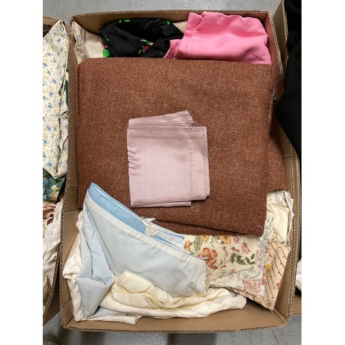 200 - THREE BOXES OF LINEN AND FABRIC