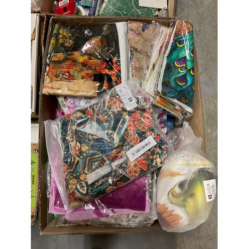 196 - FOUR BOXES OF CRAFTING ITEMS TO INCLUDE TAPESTRY KIT, KNITTING NEEDLES ETC