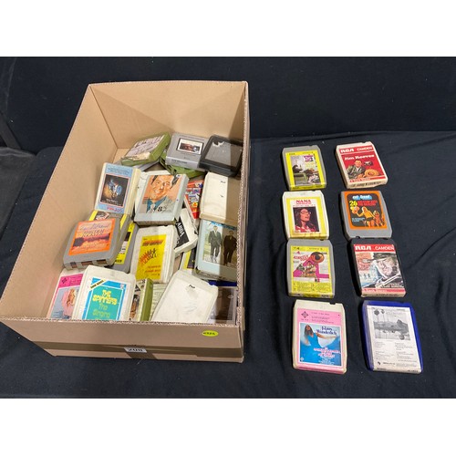 208 - BOX OF VINTAGE 8 TRACK TAPES TO INCLUDE A FIST FULL OF DOLLARS, NANA MOUSKOURI ETC