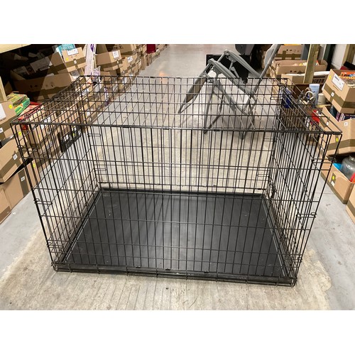 59 - ONE FOLDING EXTRA LARGE DOG TRAVEL CAGE  H32” W48” D30” AND A RECLINING GARDEN CHAIR