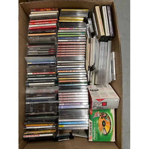201 - THREE BOXES OF DVDS AND CDS