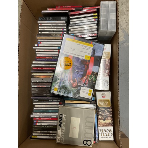 201 - THREE BOXES OF DVDS AND CDS