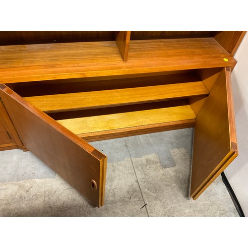 379 - ONE LARGE VINTAGE TEAK BOOK CASE AND SMALL BOOKCASE H 88’ W 52’ D 12’, H 31’ W 52’ D 8’