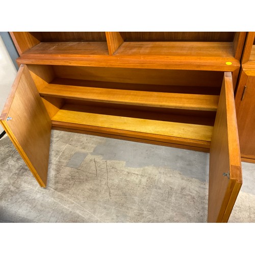 378 - ONE LARGE   VINTAGE TEAK BOOK CASE AND SMALL BOOK CASE H 88’ W 52’ D 12’, H 31’ W 52’ D 8’