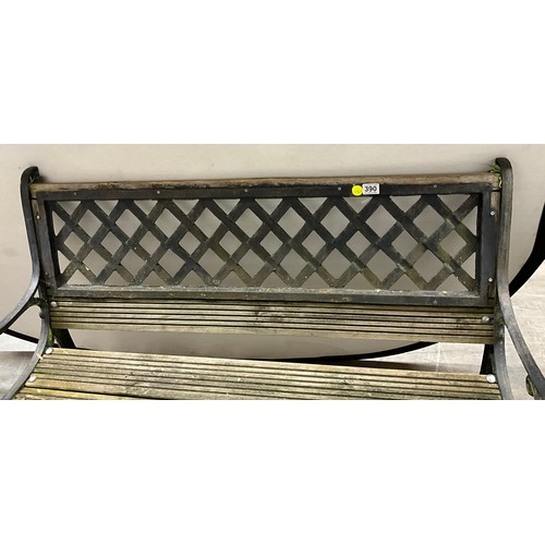 390 - VINATGE CAST IRON FRAMED GARDEN SEAT WITH WOODEN SLATS W48