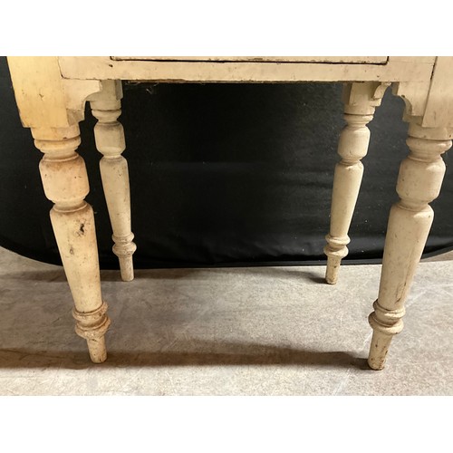 392 - ANTIQUE PAINTED PINE SIDE TABLE WITH METAL TOP W30