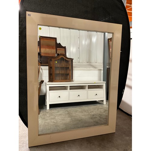 393 - LARGE WHITE FRAMED MODERN WALL MIRROR 44