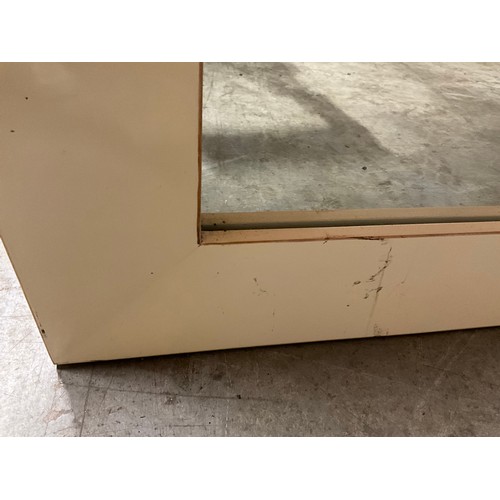 393 - LARGE WHITE FRAMED MODERN WALL MIRROR 44