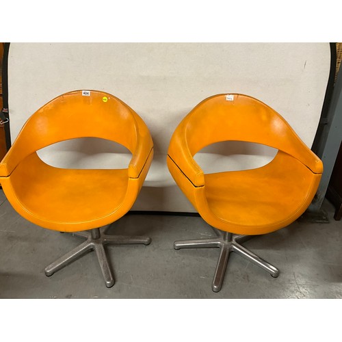 404 - PAIR OF RETRO REM ORANGE CHAIRS WITH CHROME BASE A/F W27