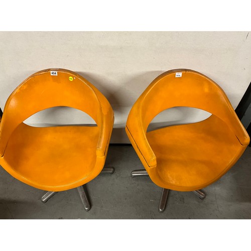 404 - PAIR OF RETRO REM ORANGE CHAIRS WITH CHROME BASE A/F W27
