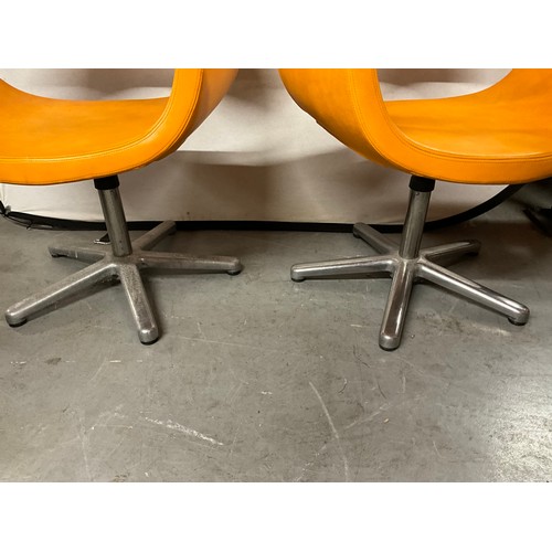404 - PAIR OF RETRO REM ORANGE CHAIRS WITH CHROME BASE A/F W27
