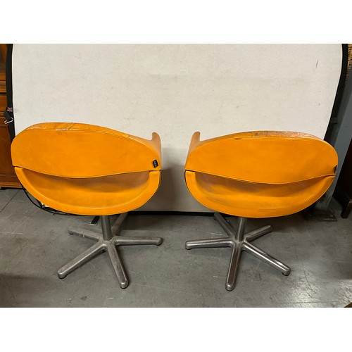 404 - PAIR OF RETRO REM ORANGE CHAIRS WITH CHROME BASE A/F W27