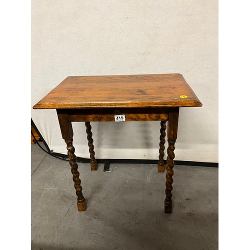 419 - OAK BARLEY TWIST SIDE TABLE W23