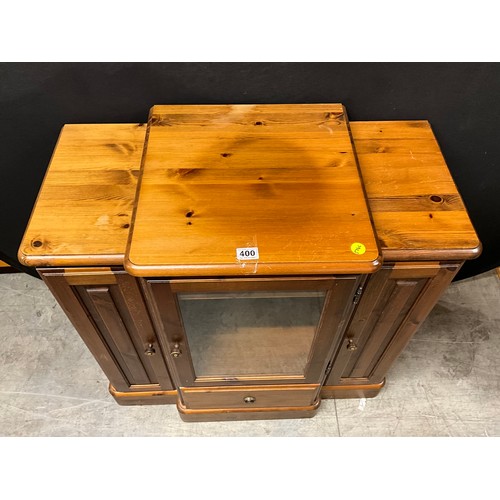 400 - MODERN PINE WALL UNIT WITH GLAZED DOOR AND DRAWER TO BASE W36