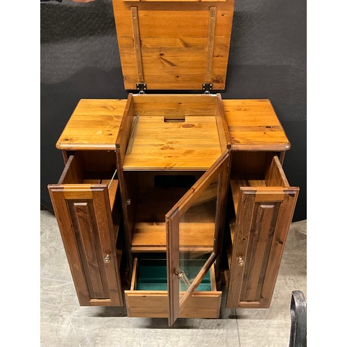 400 - MODERN PINE WALL UNIT WITH GLAZED DOOR AND DRAWER TO BASE W36