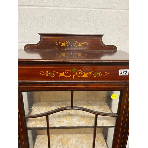 373 - EDWARDIAN MAHOGANY INLAID DISPLAY CABINET WITH GLAZED DOOR W23