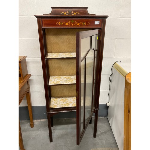 373 - EDWARDIAN MAHOGANY INLAID DISPLAY CABINET WITH GLAZED DOOR W23