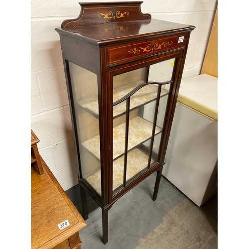 373 - EDWARDIAN MAHOGANY INLAID DISPLAY CABINET WITH GLAZED DOOR W23