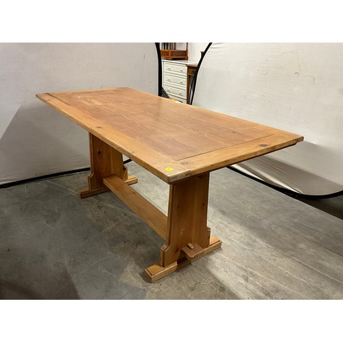 403 - LARGE PINE REFECTORY STYLE DINING TABLE W29