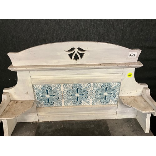 421 - PAINTED EDWARDIAN MARBLE TOP TILE BACK WASH STAND W30