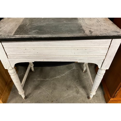 421 - PAINTED EDWARDIAN MARBLE TOP TILE BACK WASH STAND W30