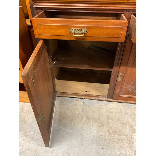 380 - EDWARDIAN RED WALNUT MIRROR BACKED SIDEBAORD A/F W47