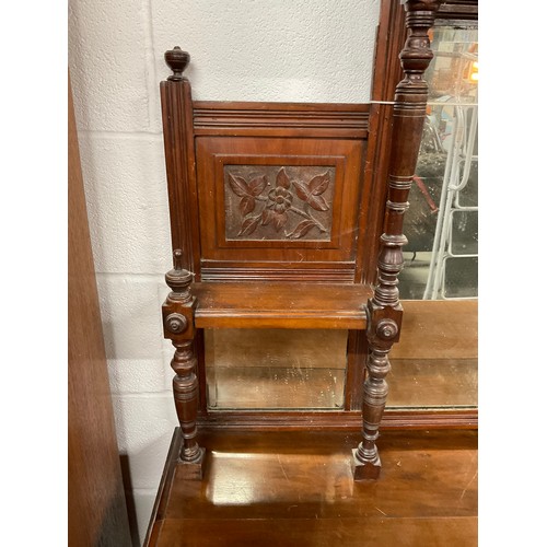 380 - EDWARDIAN RED WALNUT MIRROR BACKED SIDEBAORD A/F W47