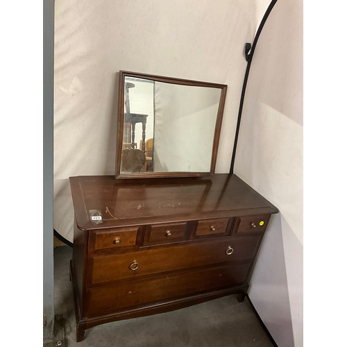425 - MODERN MAHOGANY STAGG STYLE DRESSING TABLE WITH FOUR SHORT AND TWO LONG DRAWERS WITH MIRROR A/F  W42... 