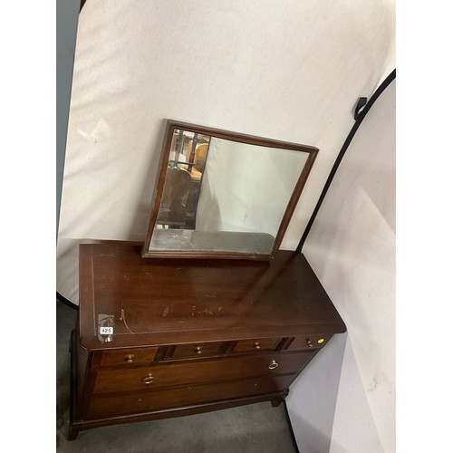 425 - MODERN MAHOGANY STAGG STYLE DRESSING TABLE WITH FOUR SHORT AND TWO LONG DRAWERS WITH MIRROR A/F  W42... 