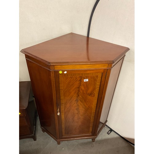427 - LARGE EDWARDIAN MAHOGANY INLAID CORNER CUPBOARD  W41
