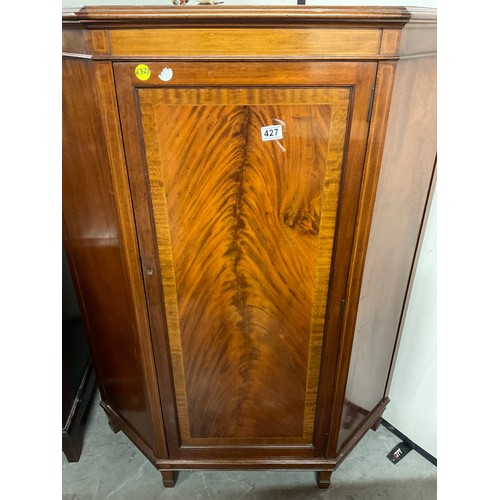 427 - LARGE EDWARDIAN MAHOGANY INLAID CORNER CUPBOARD  W41