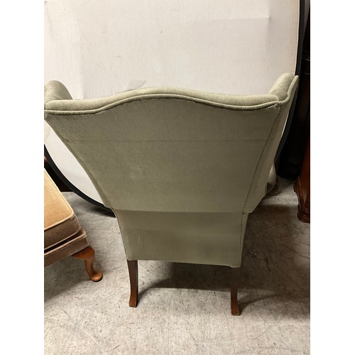 415 - PARKER KNOLL MODERN GREEN UPHOLSTERED WING BACK ARM CHAIR H41